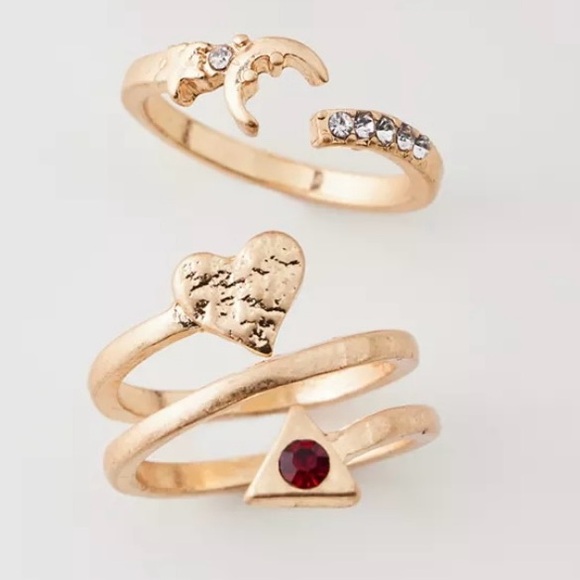 NWT Rhea Red Rhinestone Ring Set - Picture 5 of 7